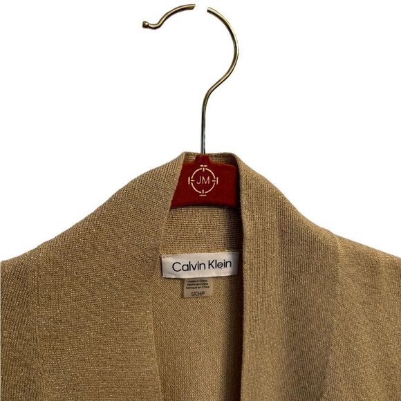 Calvin Klein Small Gold Sparkly Open Front Crop Cardigan NWOT  10 0341 - Picture 3 of 6